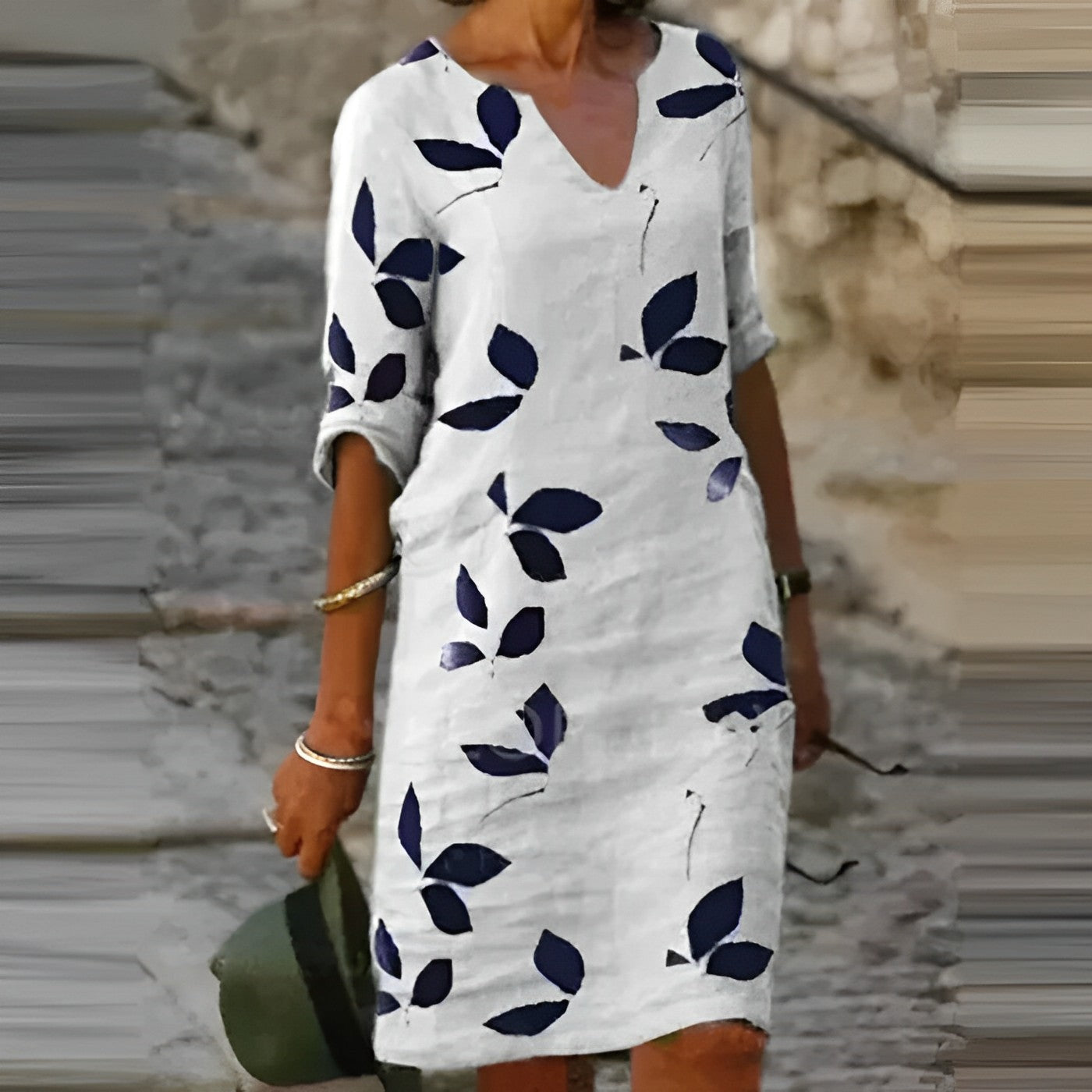 Robe d'été époustouflante avec imprimé feuilles pour femmes