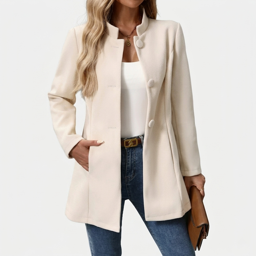 Manteau Court Femme Élégant Veste Chic à Boutons