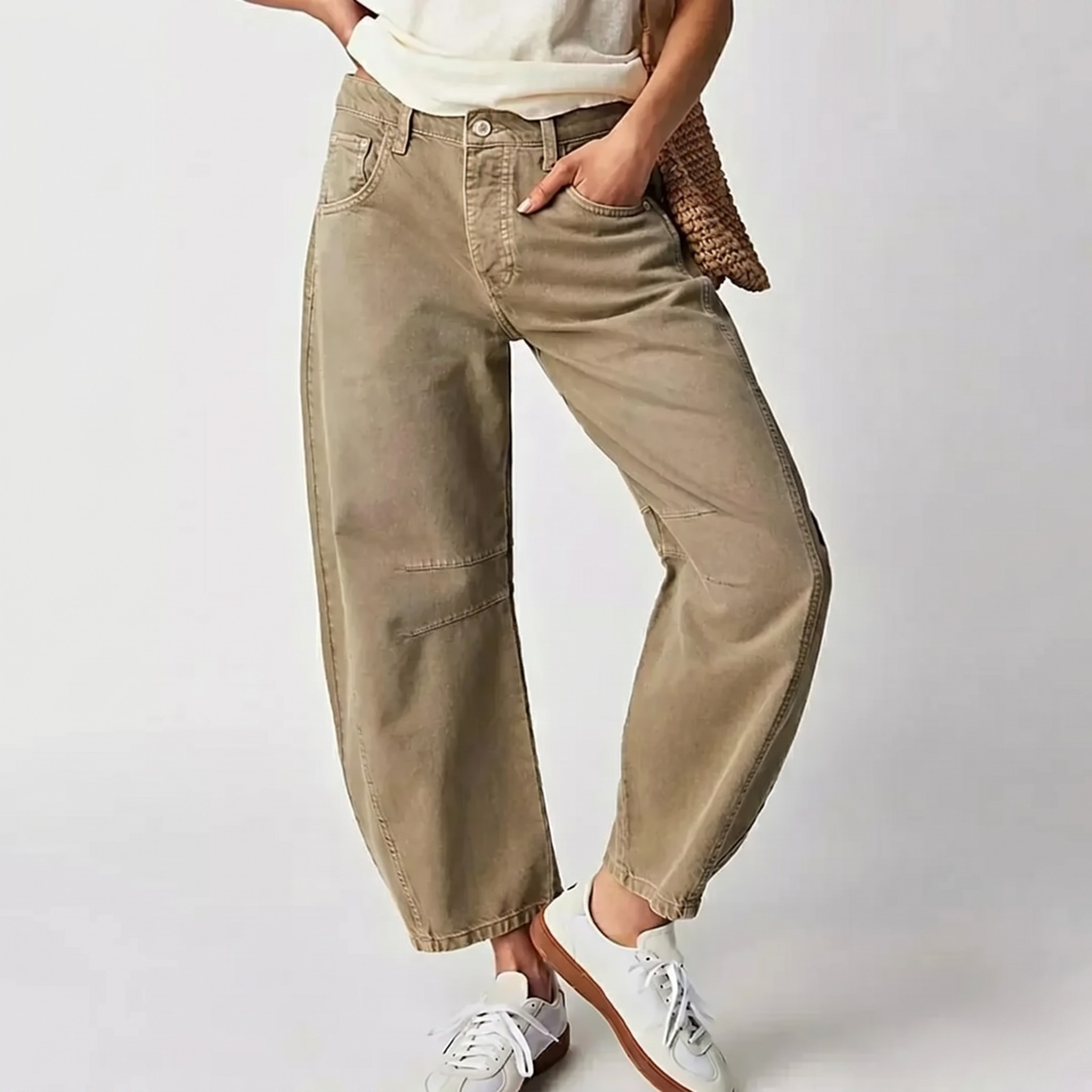 Jean Femme Taille Haute Coupe Décontractée Pantalon Denim Jambe Large