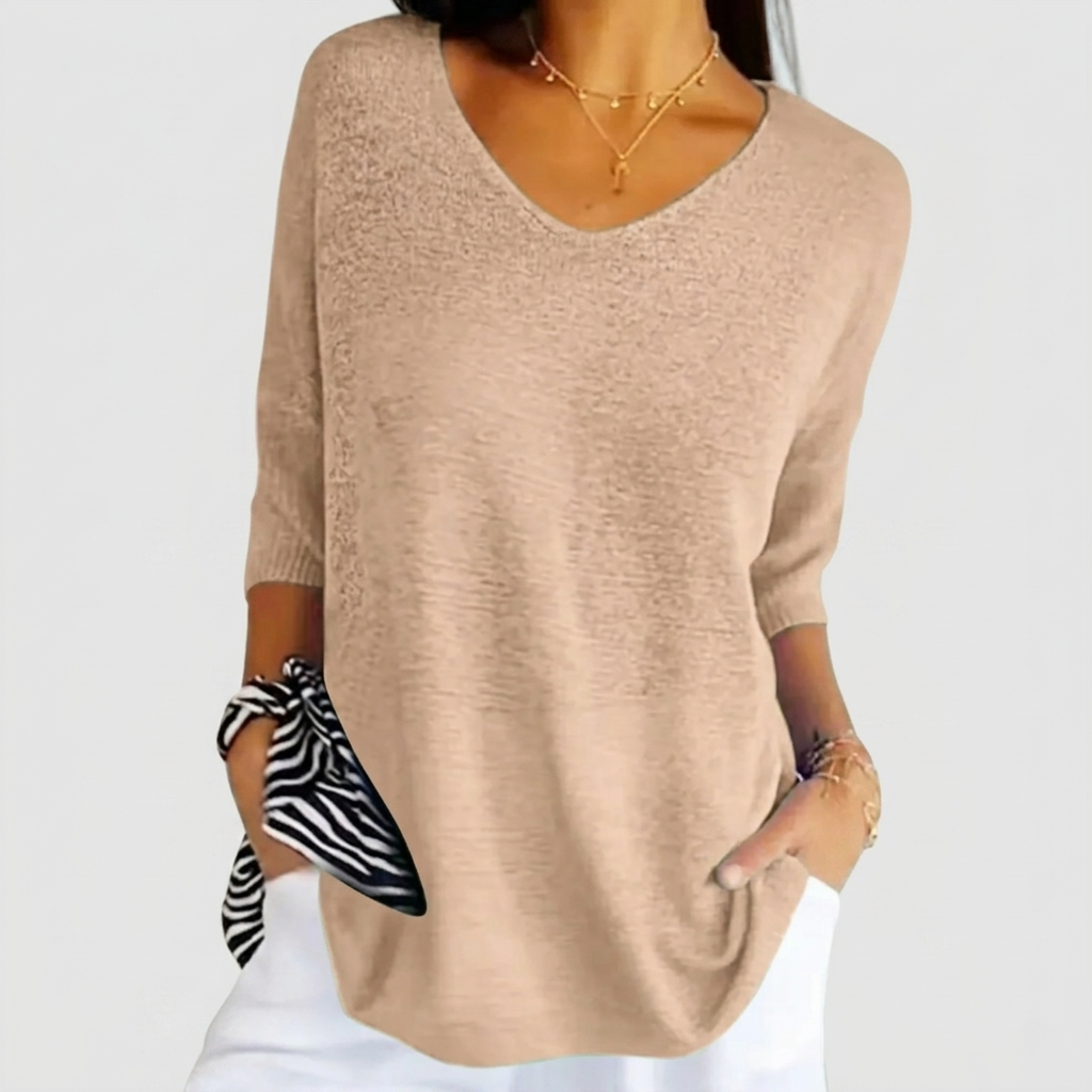 Top Femme Été Col V Blouse Légère Coupe Ample Décontractée