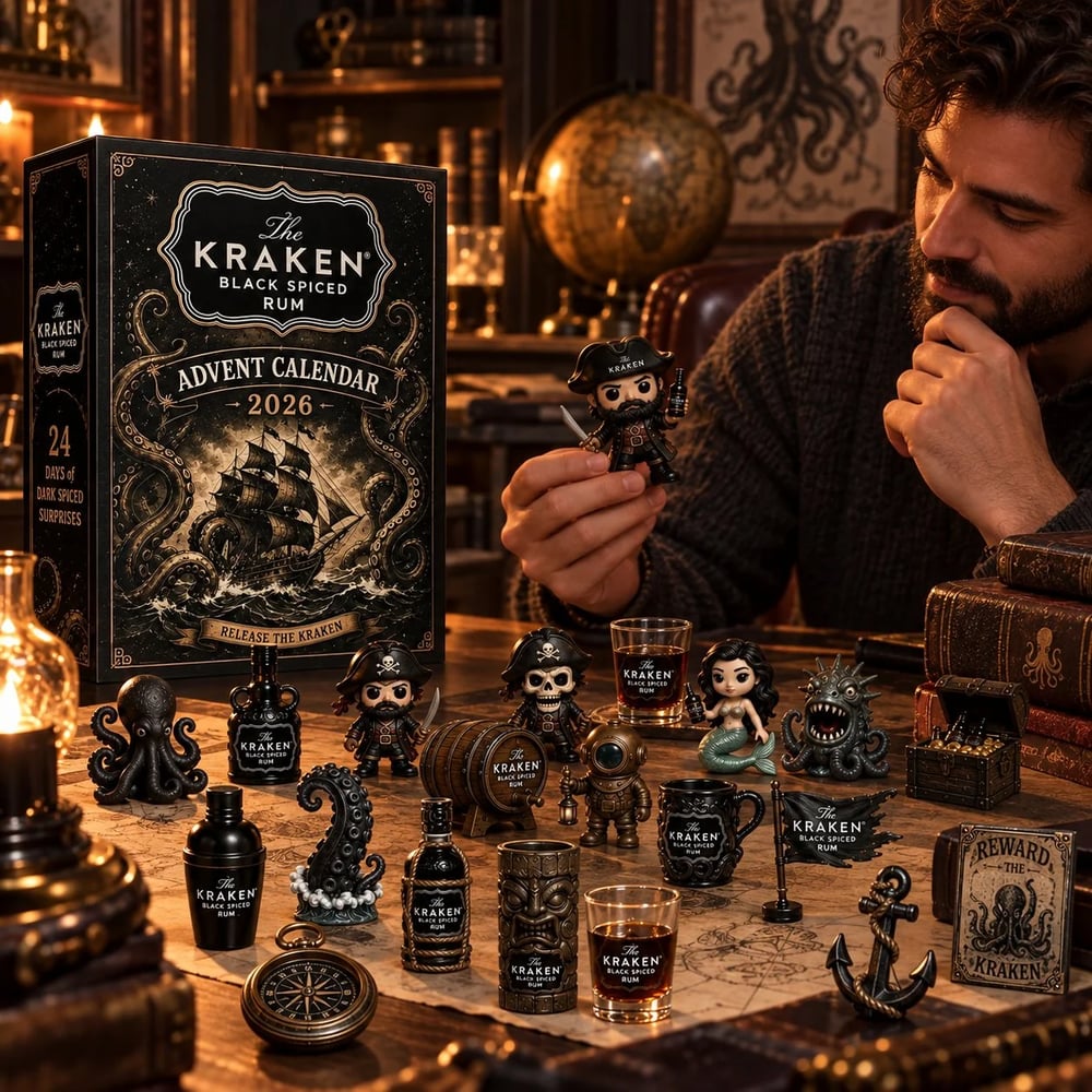 Calendrier de l'Avent Kraken Rum – Compte à rebours de Noël en 24 mini bouteilles