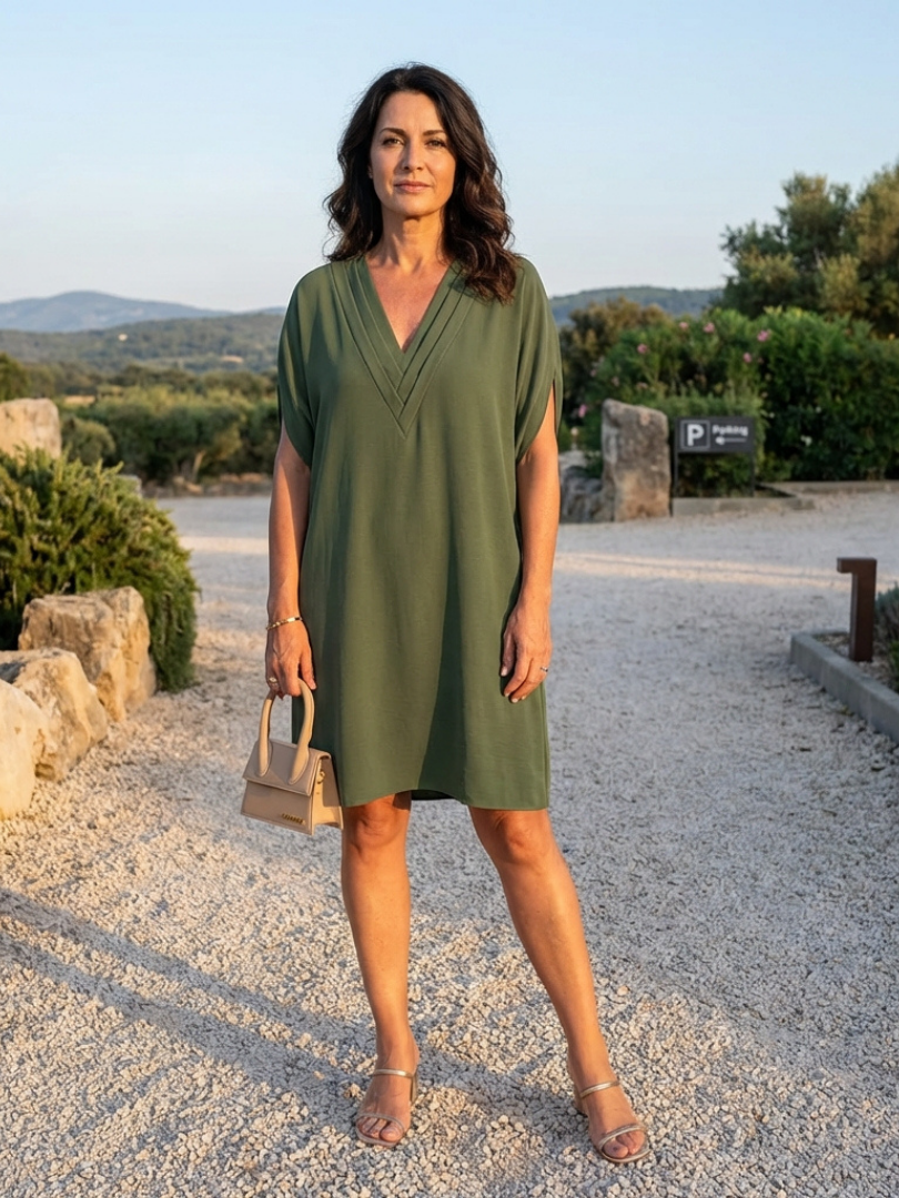 Calanthe | Robe Tunique Drapée à Col V