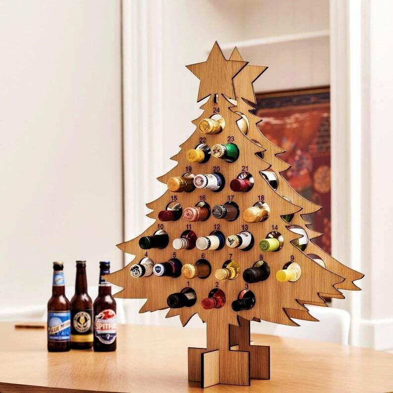 Calendrier de l'Avent en Bois Bière 2026 – Compte à Rebours de Noël de 24 Jours