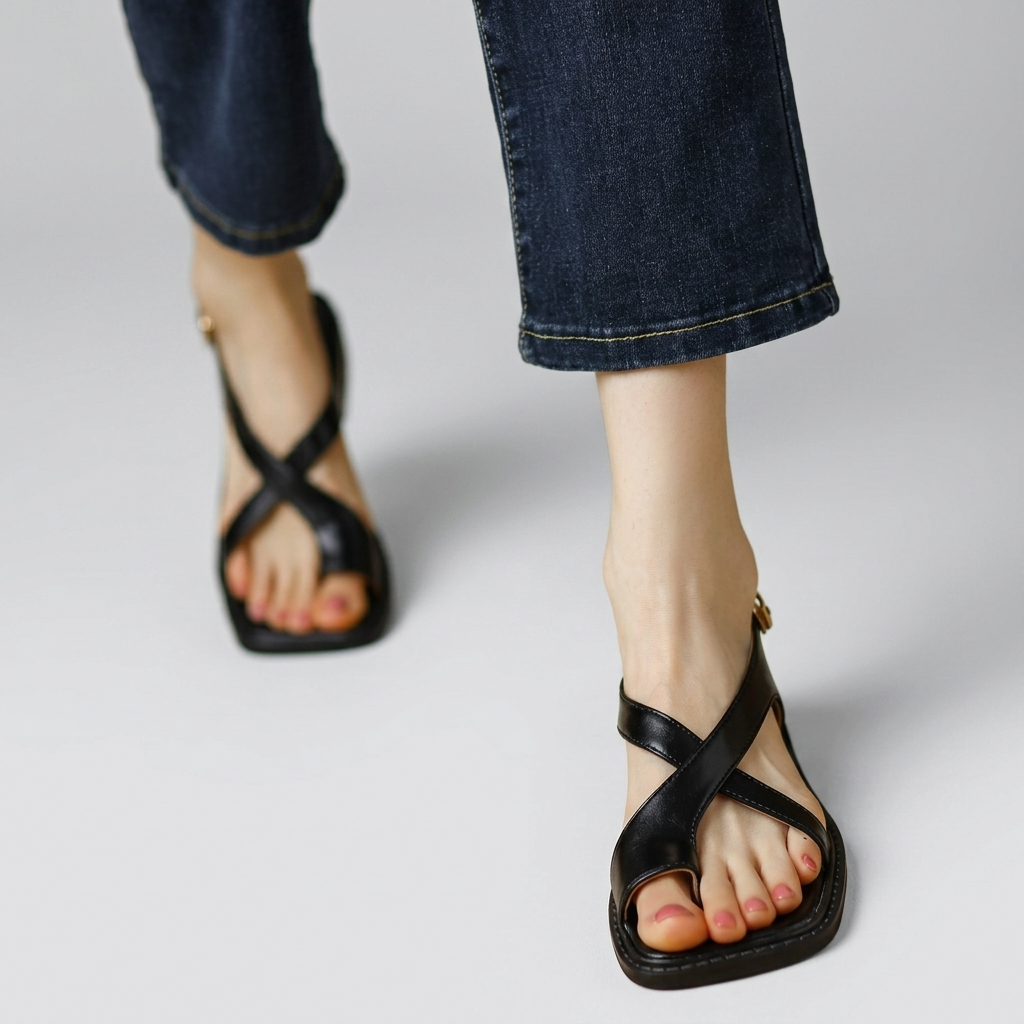 Sandales Femme Brides Croisées Sandales Plates Élégantes Été