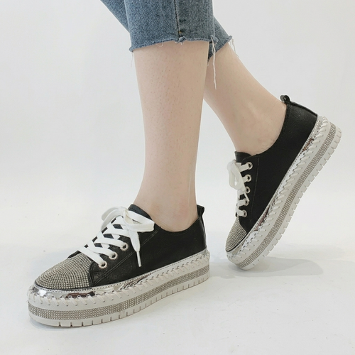 Baskets Femme Brillantes Légères Chaussures Confort à Lacets