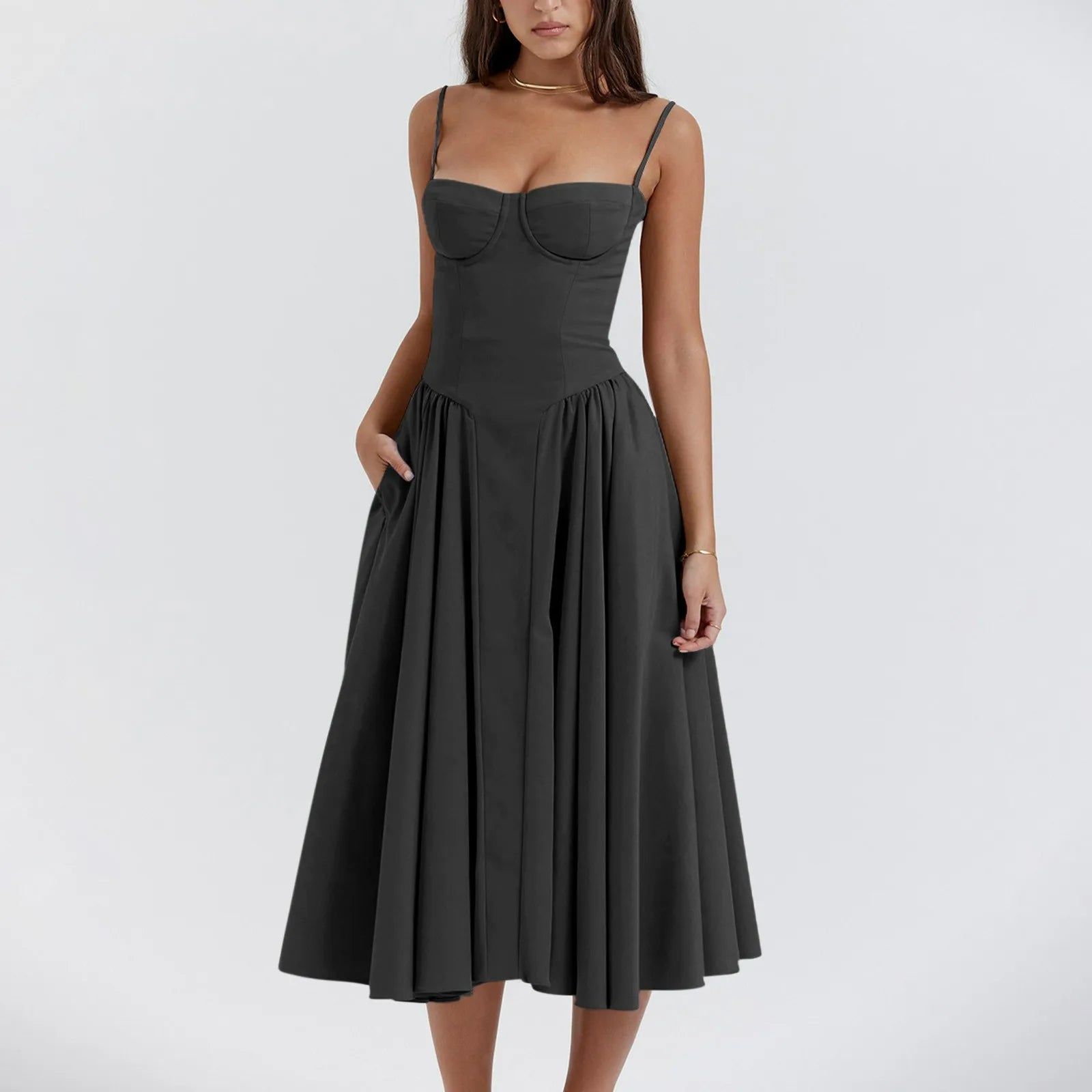 Robe Midi Cocktail Corset Mignonne Odette