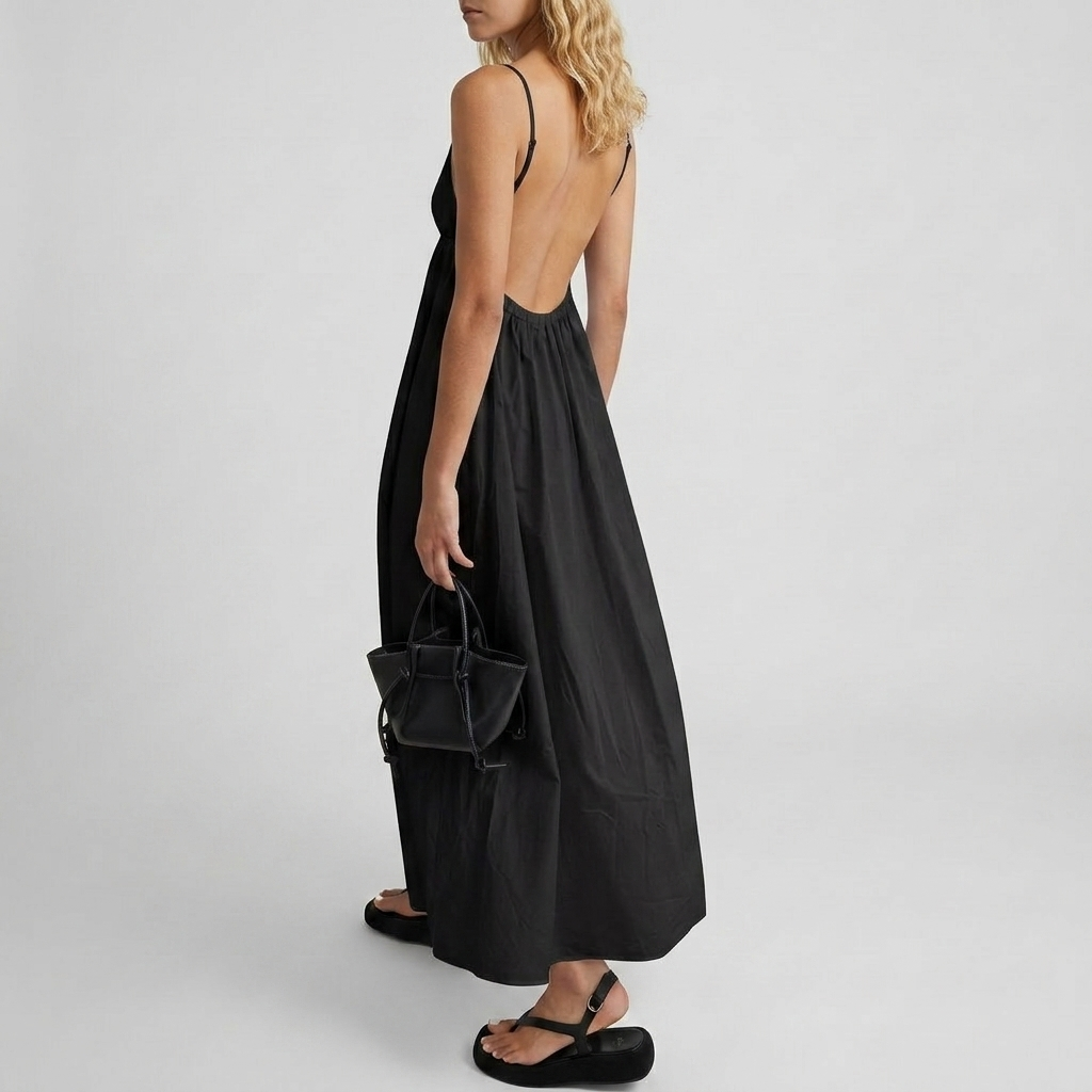 Robe Maxi Femme Dos Nu Robe Été Élégante Sans Manches