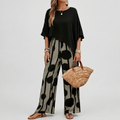 Ensemble Femme Deux Pièces Top Asymétrique Pantalon Large Chic Décontracté