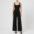Combinaison Femme Sans Manches Jambe Large Détail Œillets Élégante