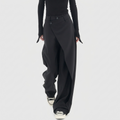 Pantalon Femme Jambe Large Asymétrique Taille Haute Élégant