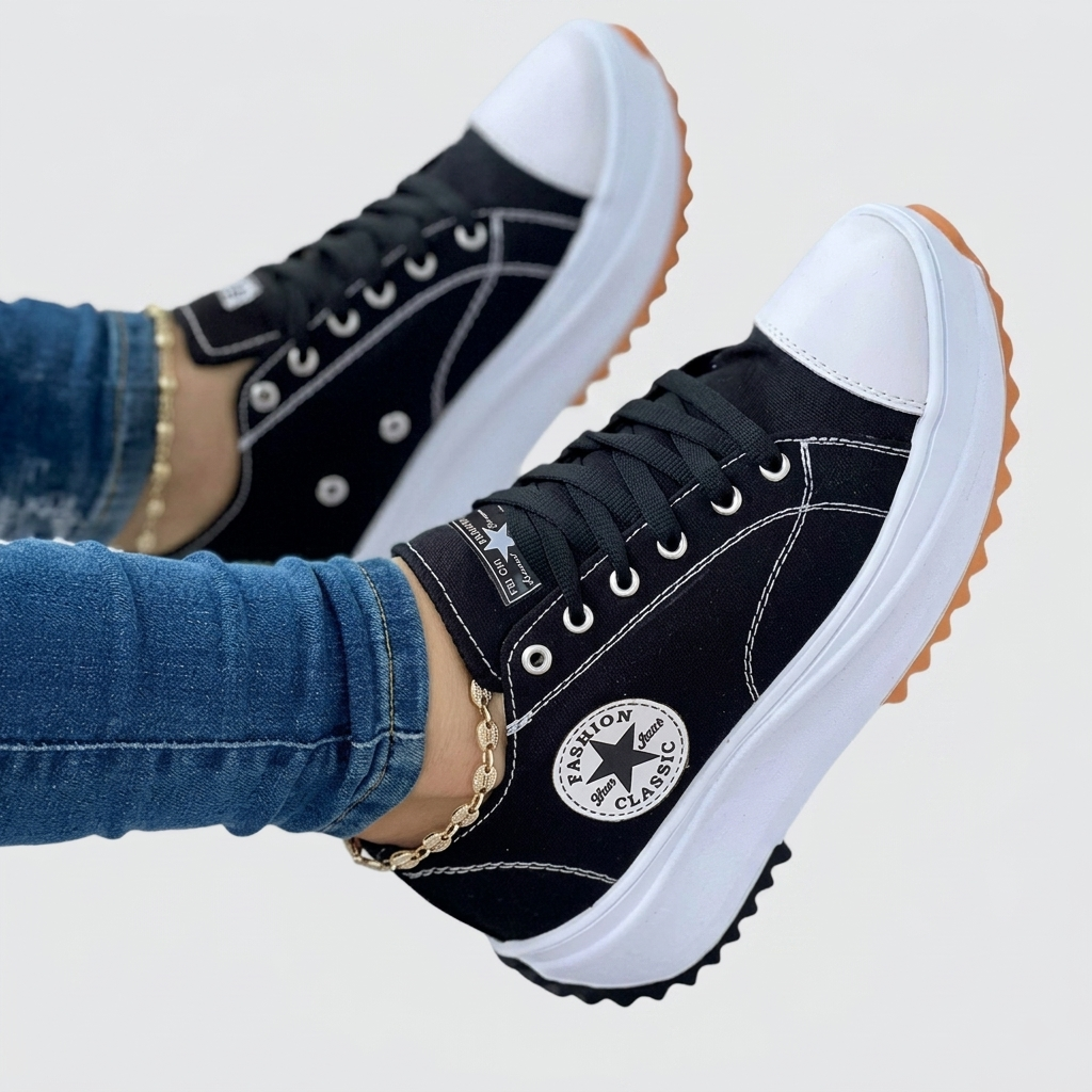 Baskets Femme Décontractées Chaussures Confortables à Lacets Quotidiennes