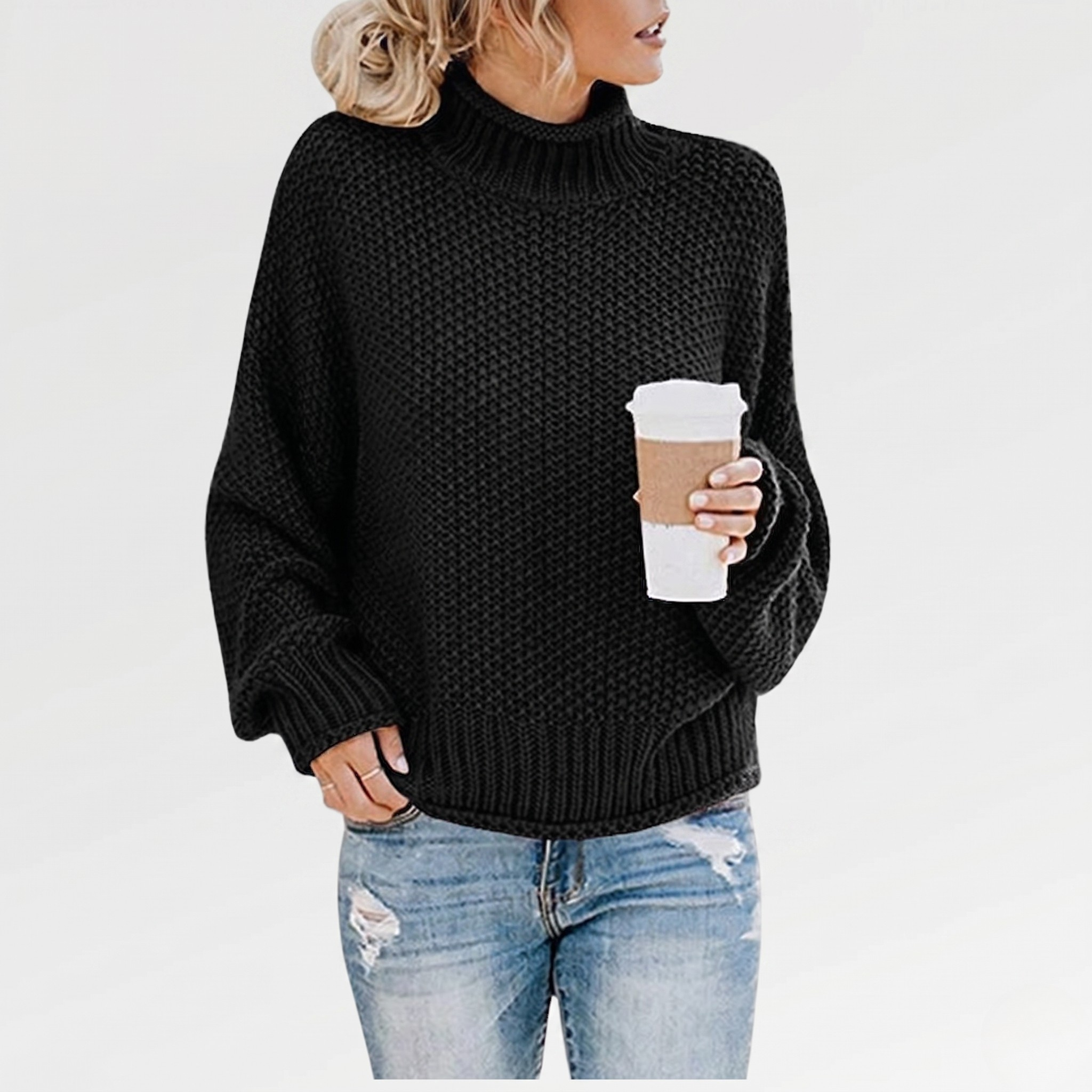Pull Femme Maille Ample Pull Hiver Confortable Coupe Décontractée