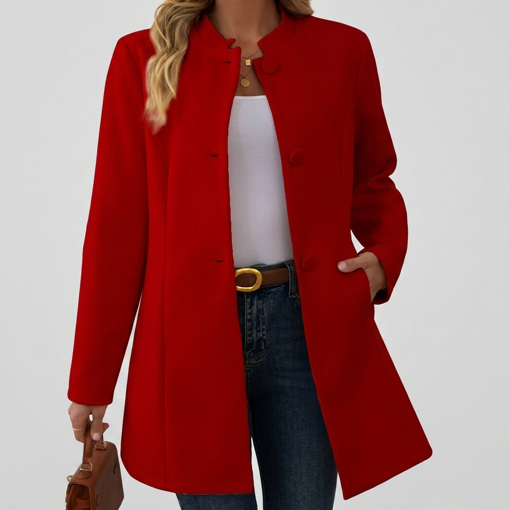 Manteau Court Femme Élégant Veste Chic à Boutons