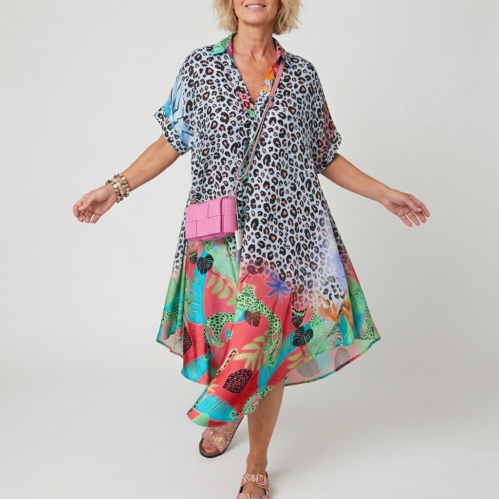 Robe Midi Femme Imprimé Exotique Coupe Décontractée Style Tendance