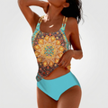Tankini Femme Imprimé Ensemble Deux Pièces Tendance Maillot de Bain Élégant
