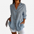 Chemise Femme Légère Boutonnée Blouse Décontractée Coupe Ample