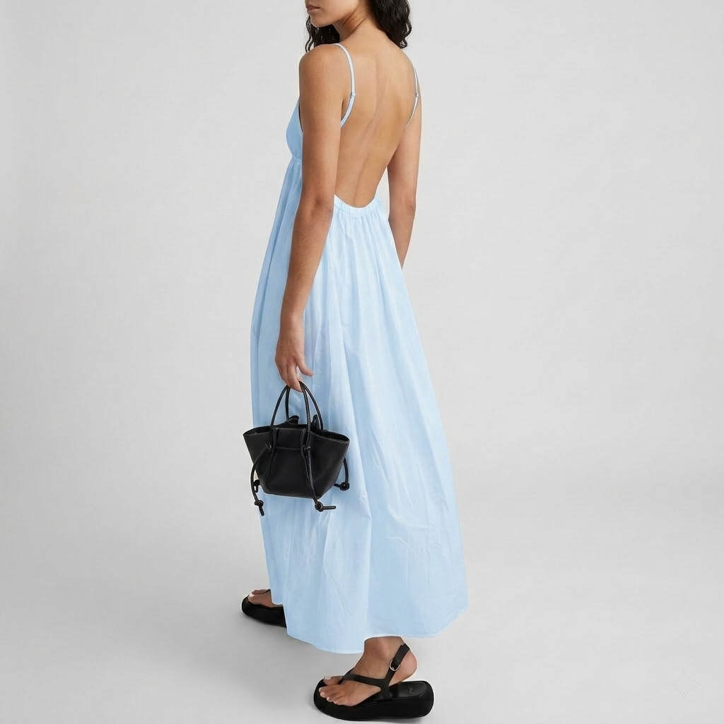 Robe Maxi Femme Dos Nu Robe Été Élégante Sans Manches