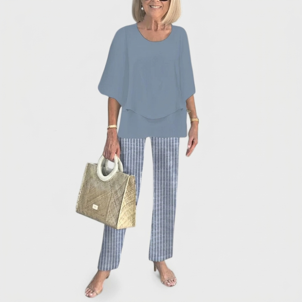 Ensemble Deux Pièces Élégant Femme Tenue Coordonnée Haut et Pantalon