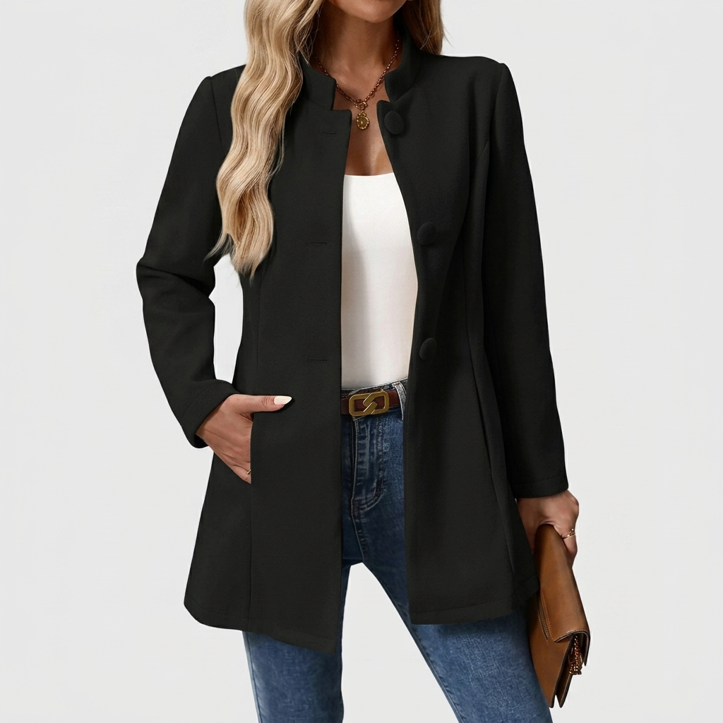 Manteau Court Femme Élégant Veste Chic à Boutons