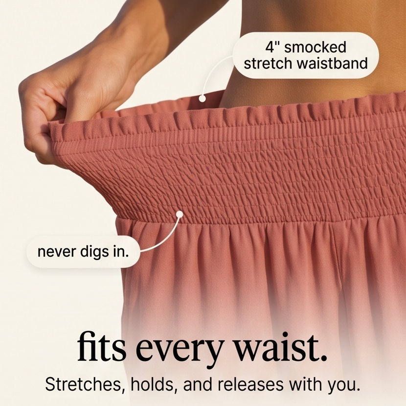 Breesa – Pantalon d'été taille haute à smocks