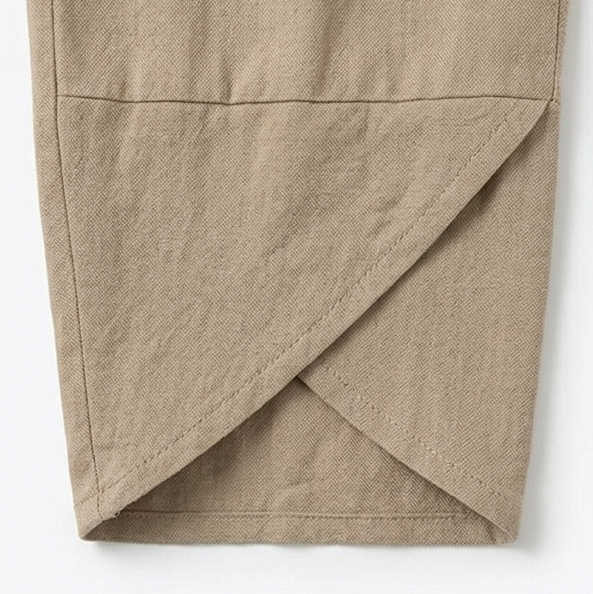 Brezia – Pantalon court en mélange de lin asymétrique pour femmes