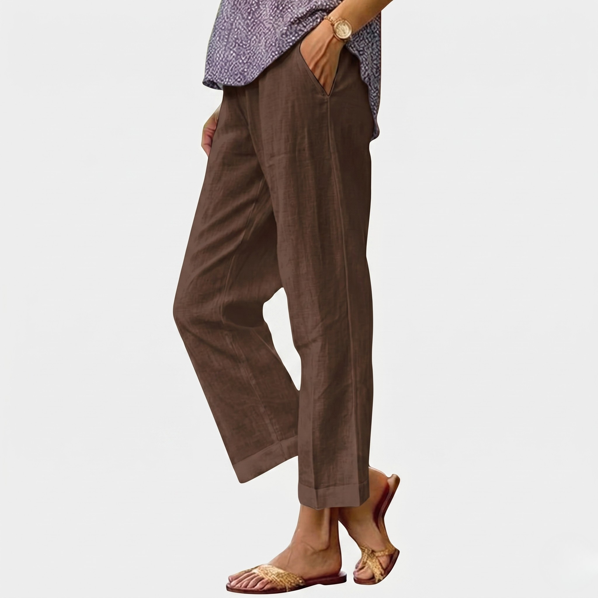 Pantalon Léger d’Été Femme Coupe Ample Respirant Style Décontracté
