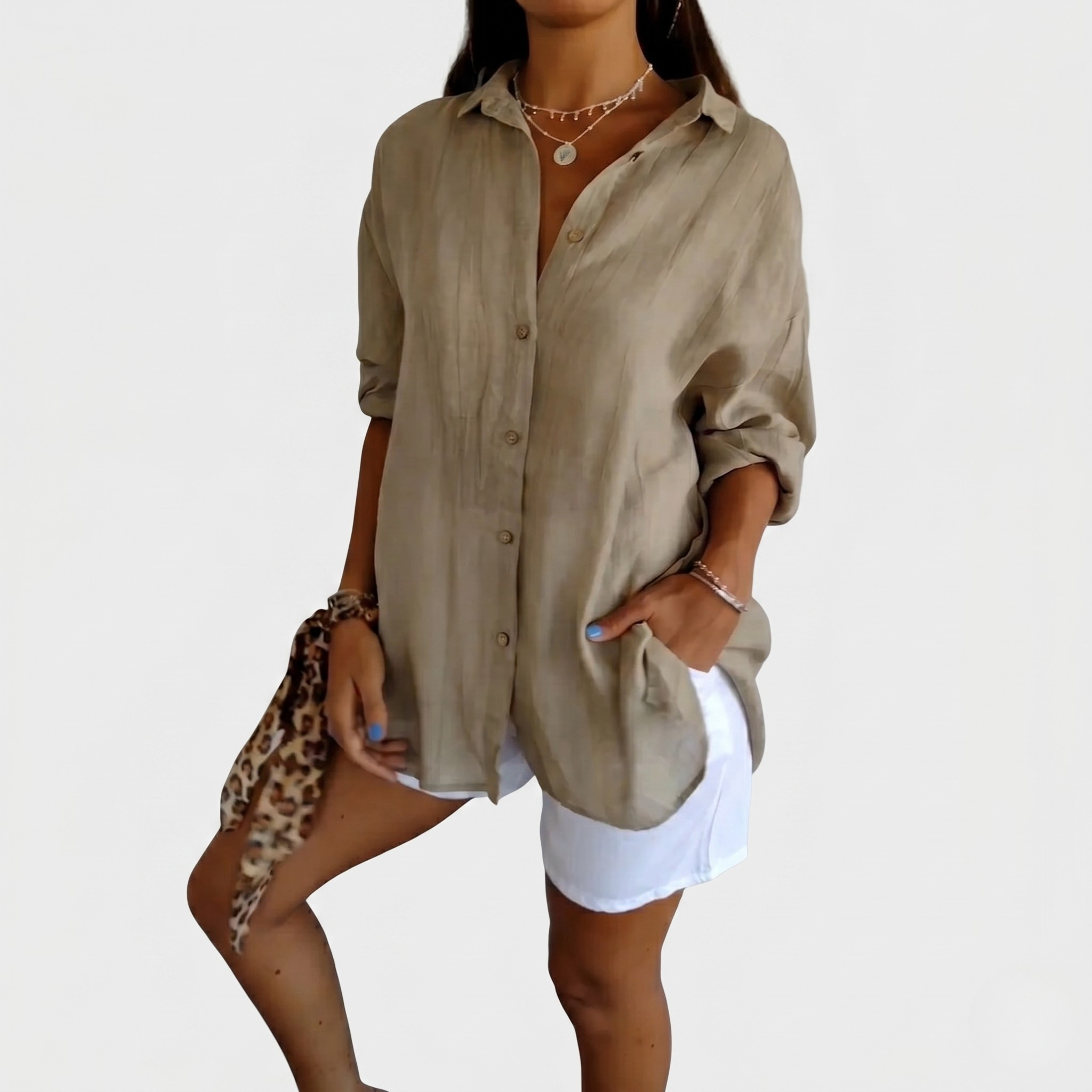 Chemise Femme Légère Boutonnée Blouse Décontractée Coupe Ample