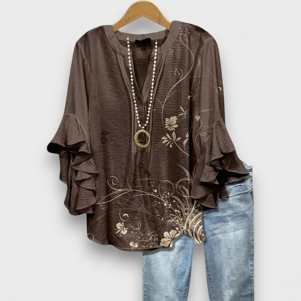 Blouse Fleurie Femme Haut Léger Décontracté Chemisier Élégant