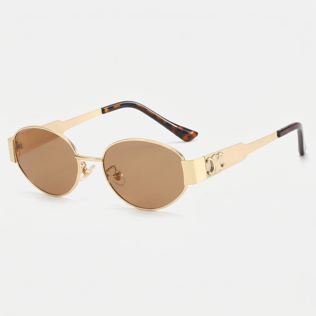 Lunettes de Soleil Femme Dorées Style Vintage Tendance UV