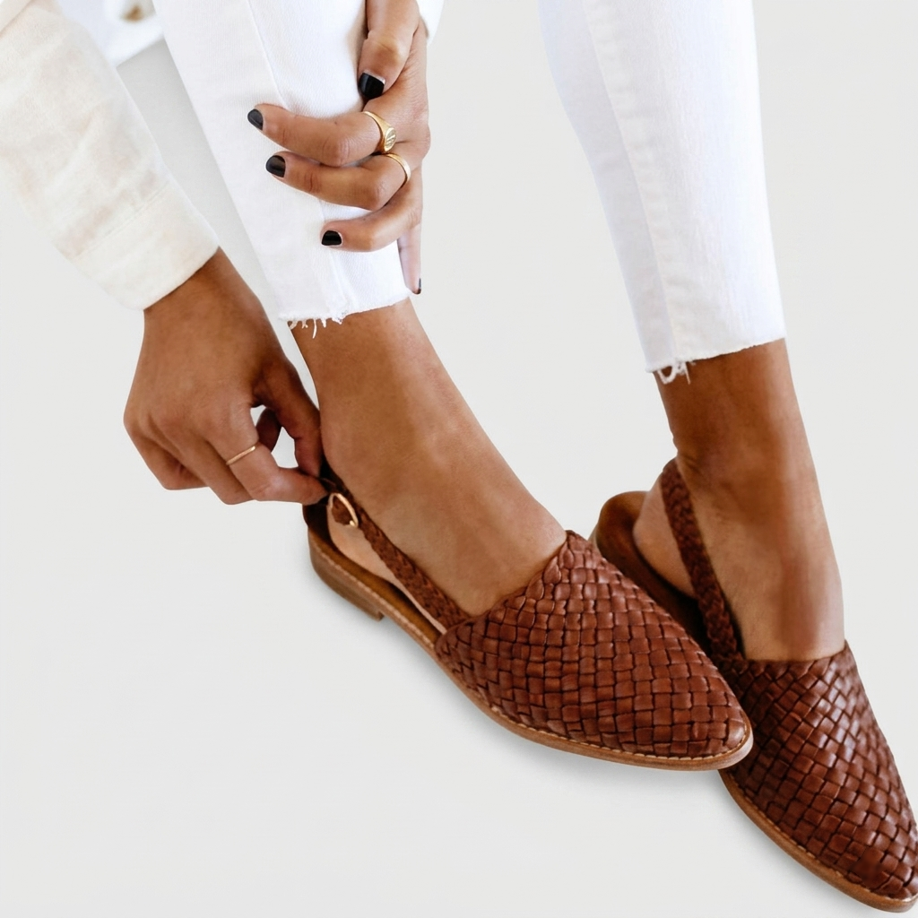 Ballerines Femme Tressées Slingback Chaussures Élégantes Bout Pointu