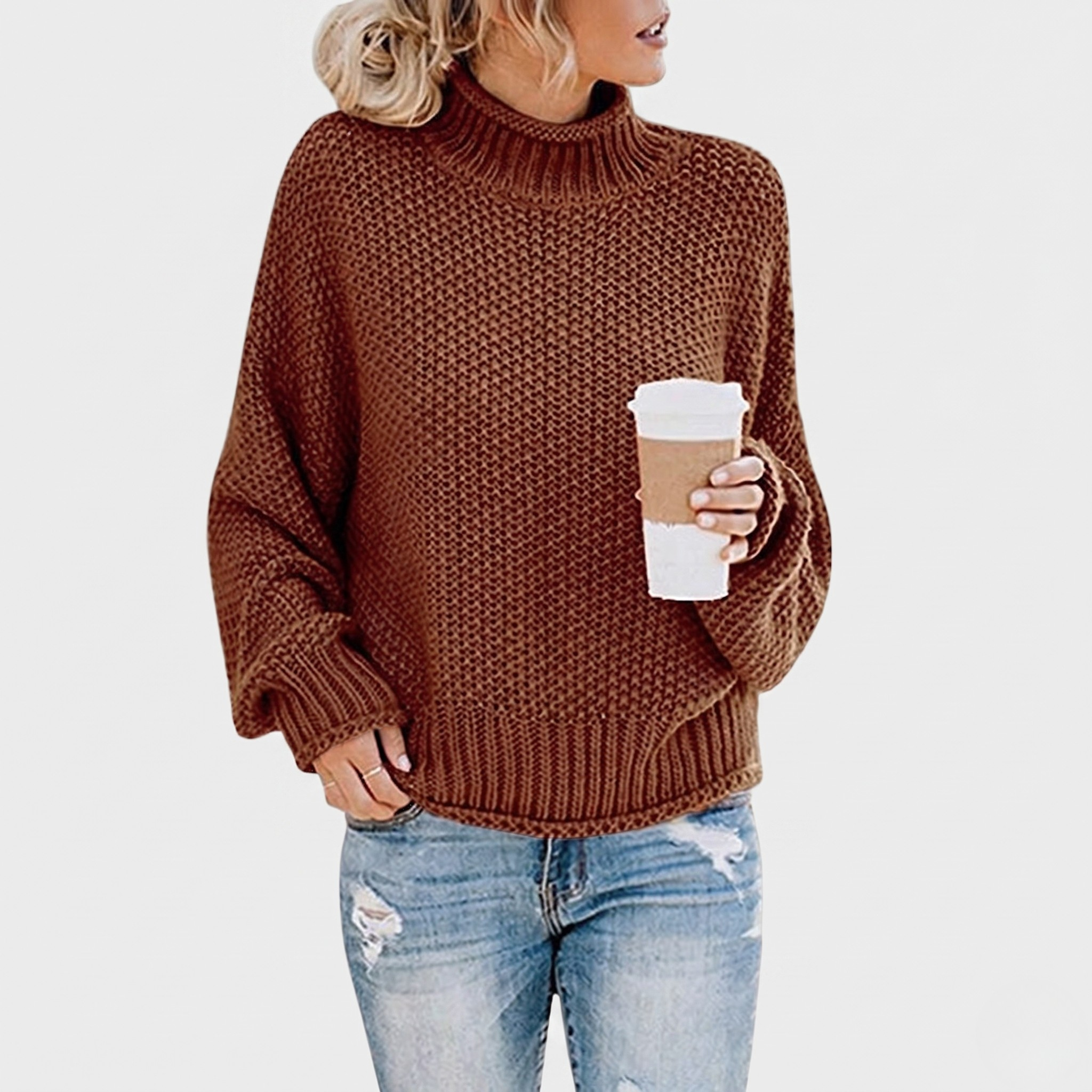 Pull Femme Maille Ample Pull Hiver Confortable Coupe Décontractée