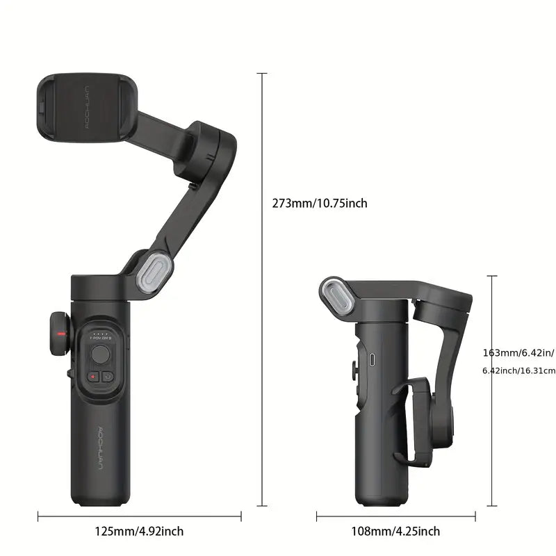 Stabilisateur de Gimbal Portable SmartPro - Stabilisateur PTZ Vidéo Vlog Smartphone Pliable pour iPhone, Android et Samsung