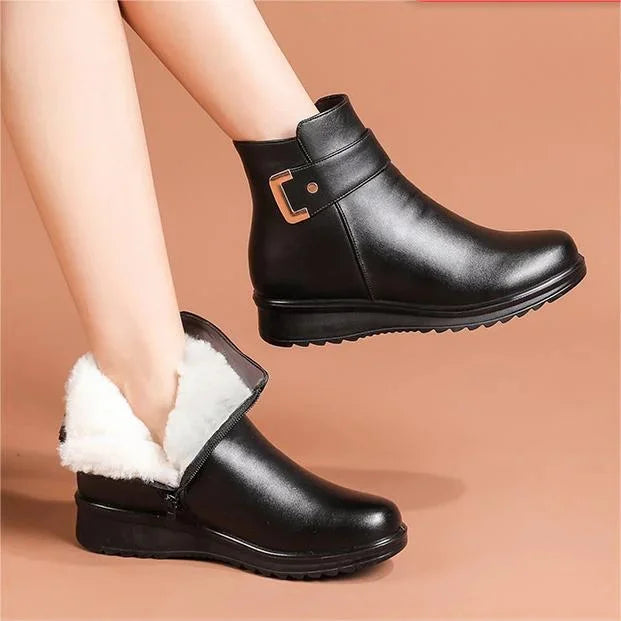 Bottes Orthopédiques en Cuir pour Femmes – Bottes d'Hiver Confortables avec Doublure en Laine