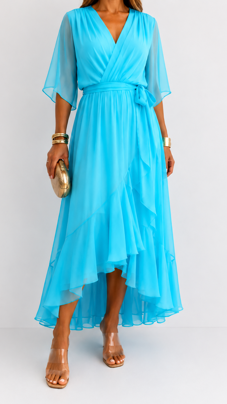 MOREAU LYON | ROBE EN CHIFFON À ENVELOPPER POUR FEMMES