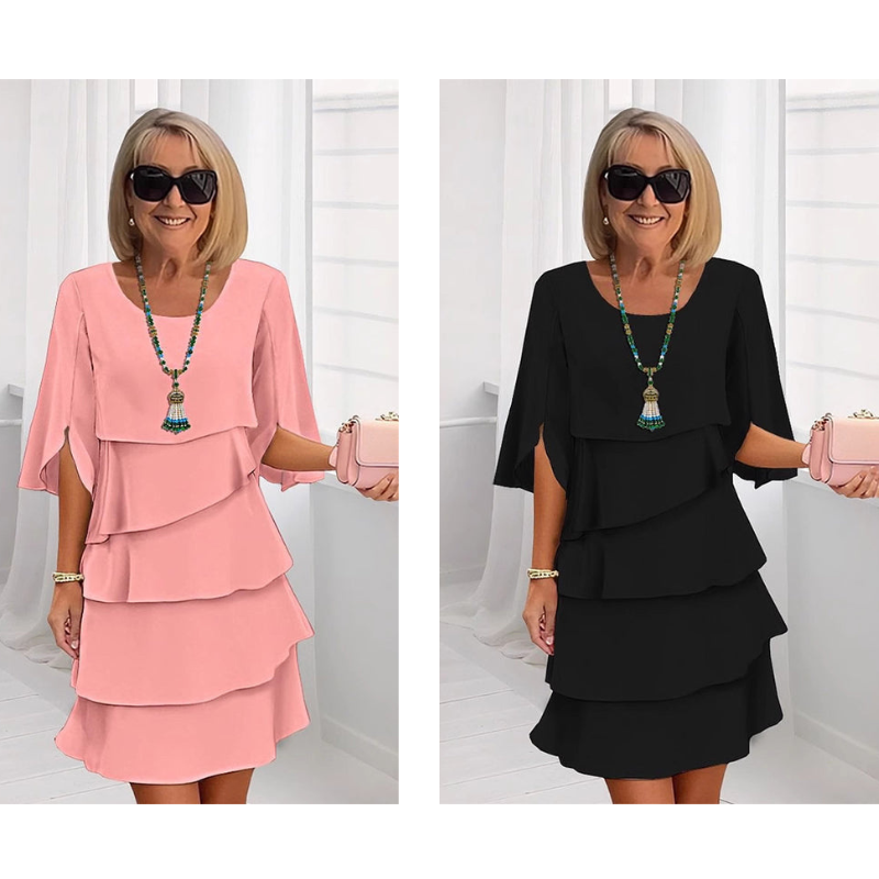 Robe à couches chic avec manches bouffantes pour femmes