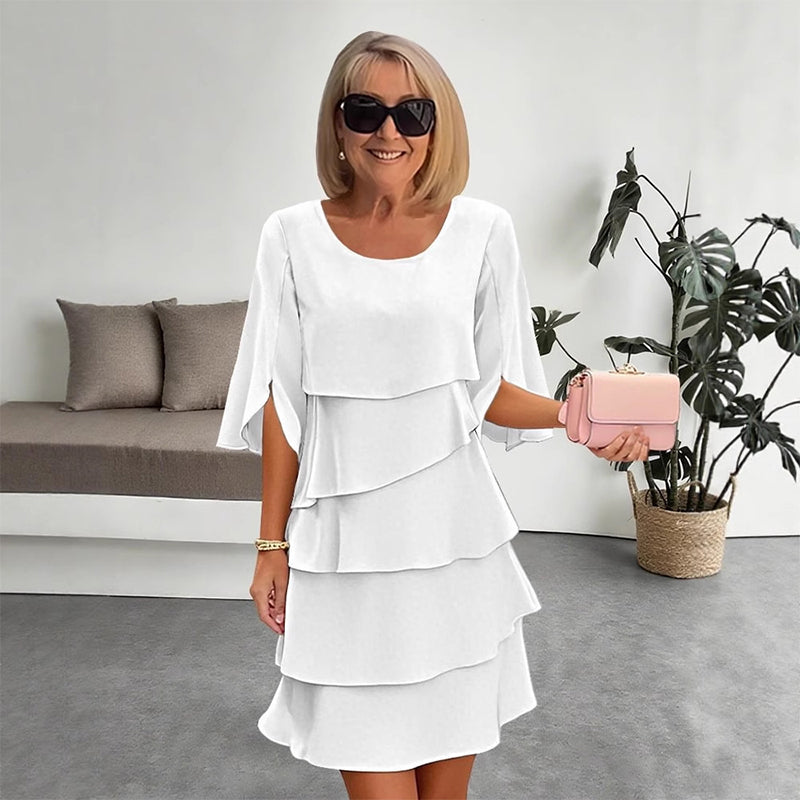 Robe à couches chic avec manches bouffantes pour femmes