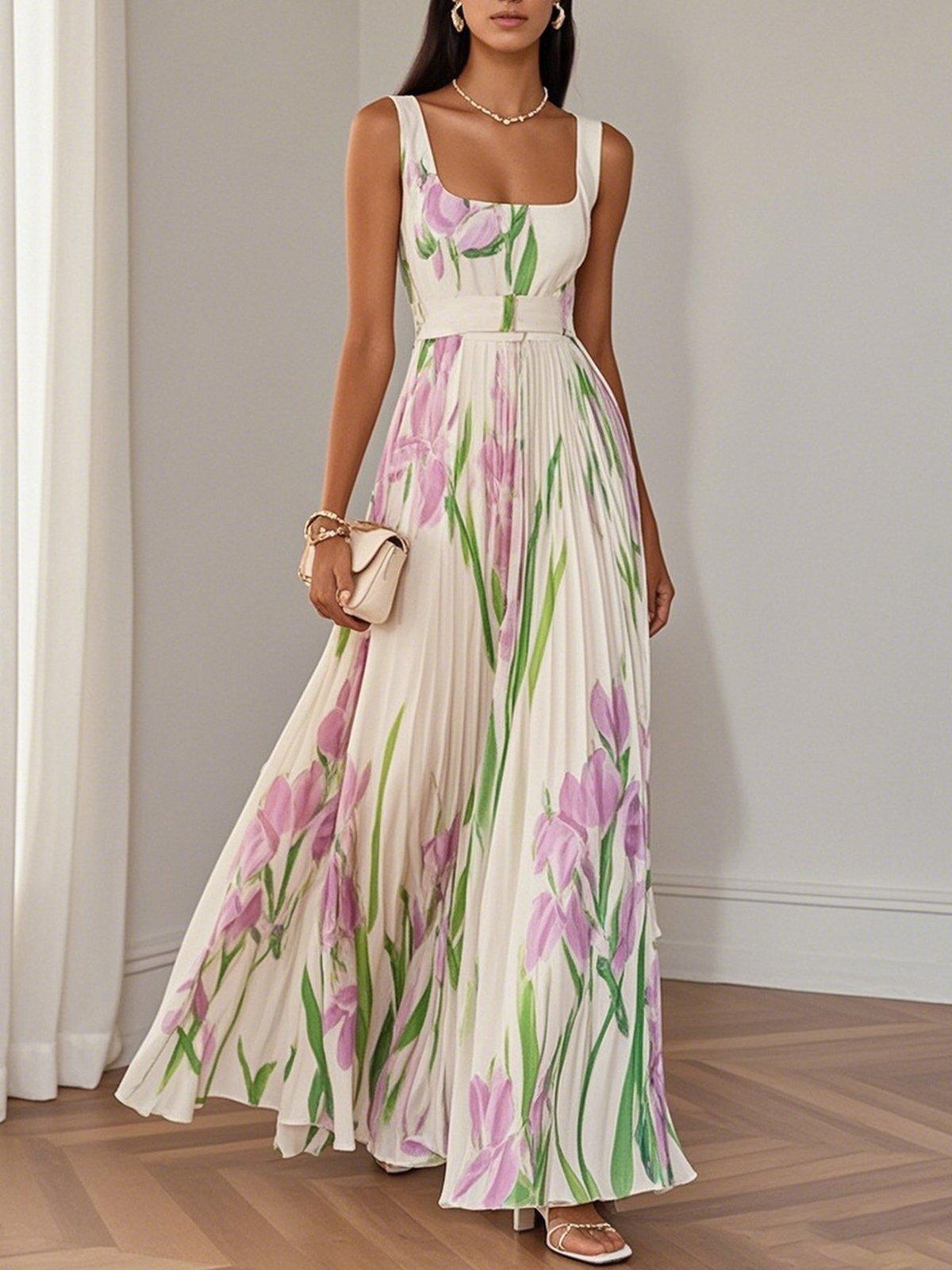 Wilma | Robe maxi plissée à motif floral