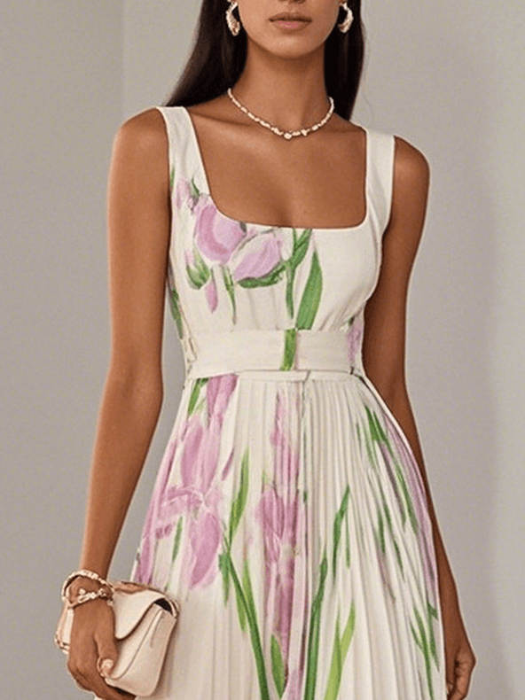 Wilma | Robe maxi plissée à motif floral
