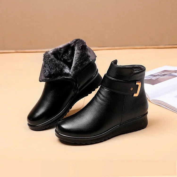 Bottes Orthopédiques en Cuir pour Femmes – Bottes d'Hiver Confortables avec Doublure en Laine