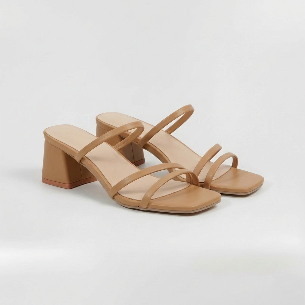 Sandales à Talons Moyens avec Bandes et Semelle de Soutien pour Femme