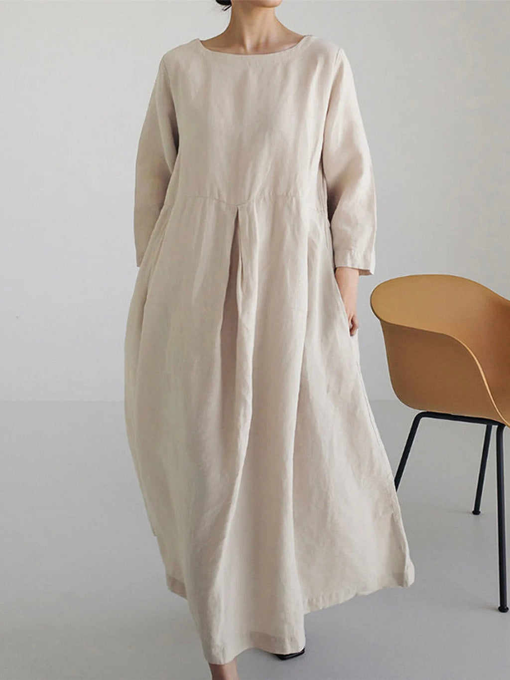 Ella - Robe en lin décontractée avec poches latérales
