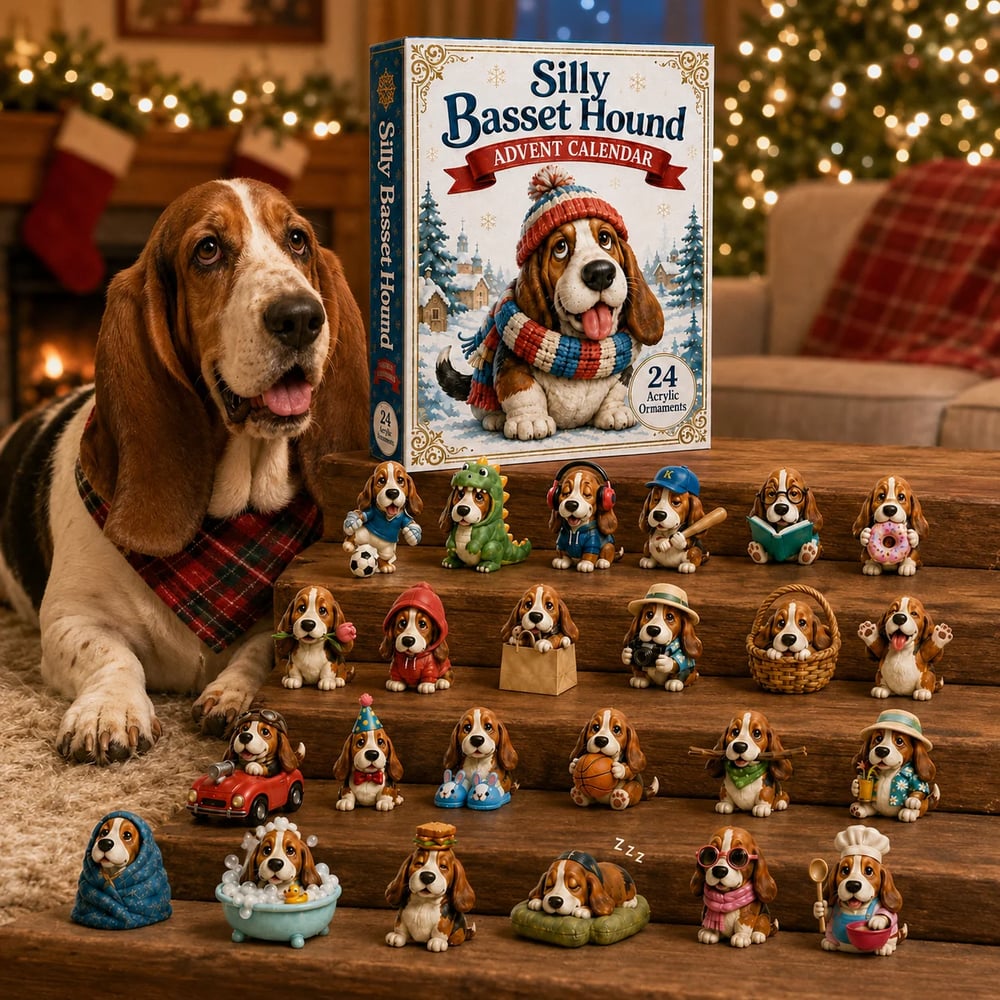 Calendrier de l'Avent Basset Hound Fou 2026 – 24 Jours de Surprises
