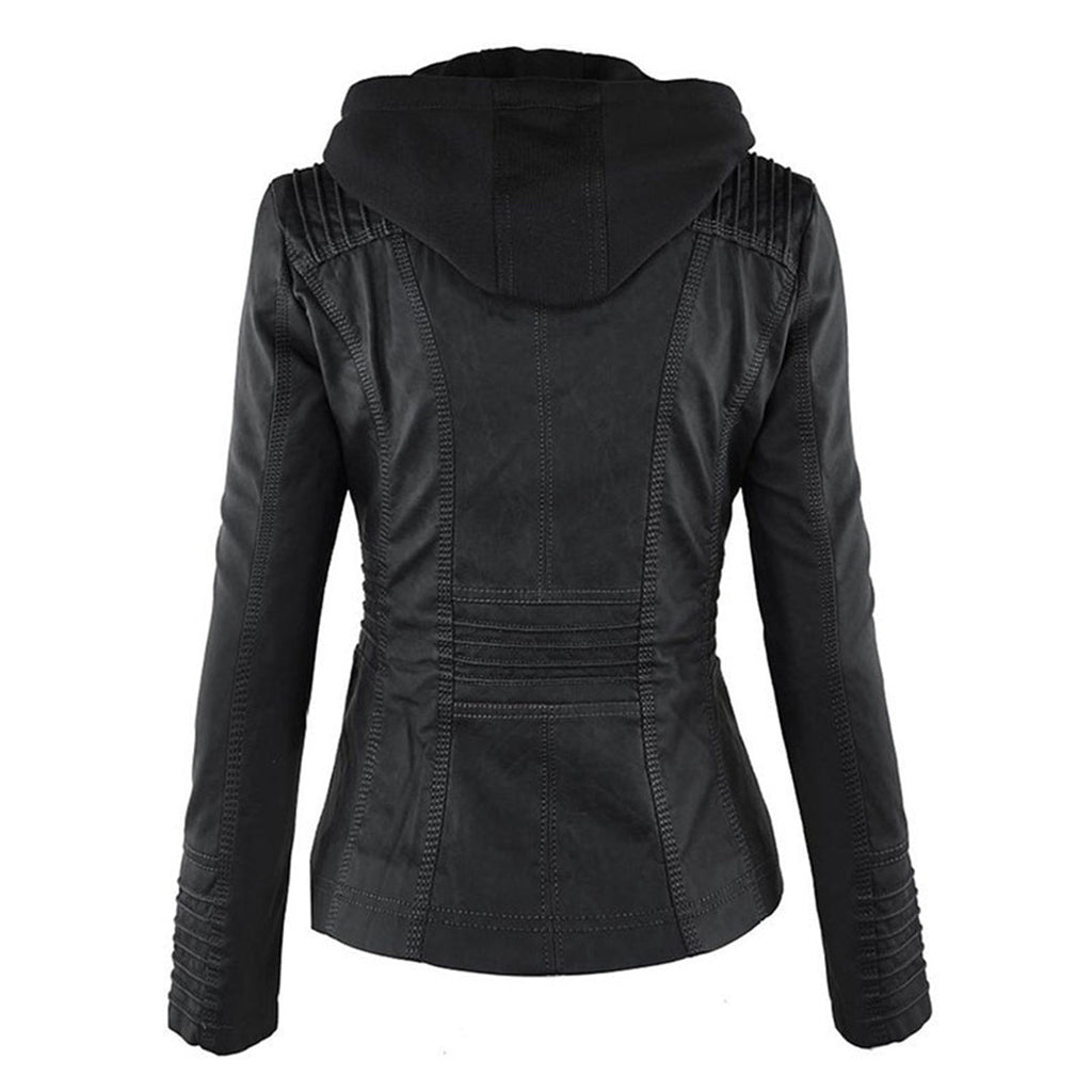 Marguerite - Veste Chic Cuir Capuche