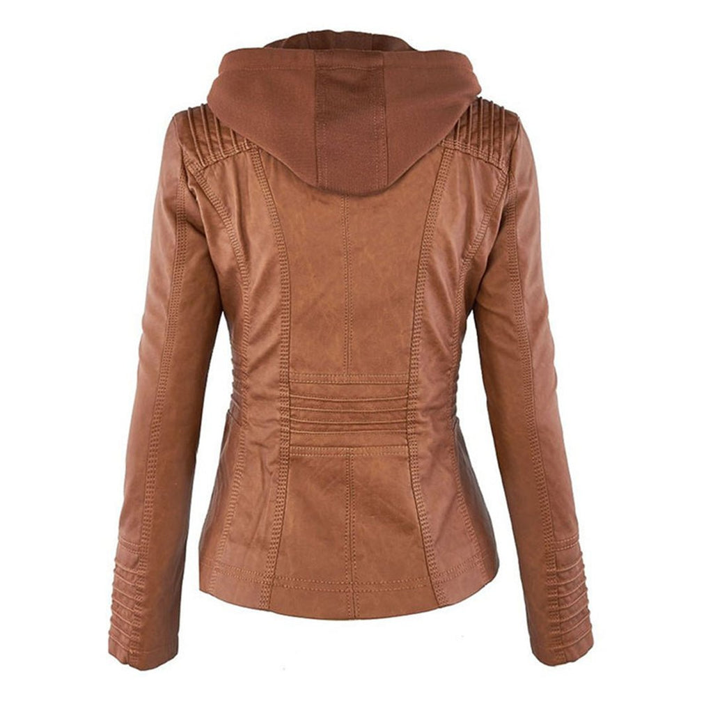 Marguerite - Veste Chic Cuir Capuche