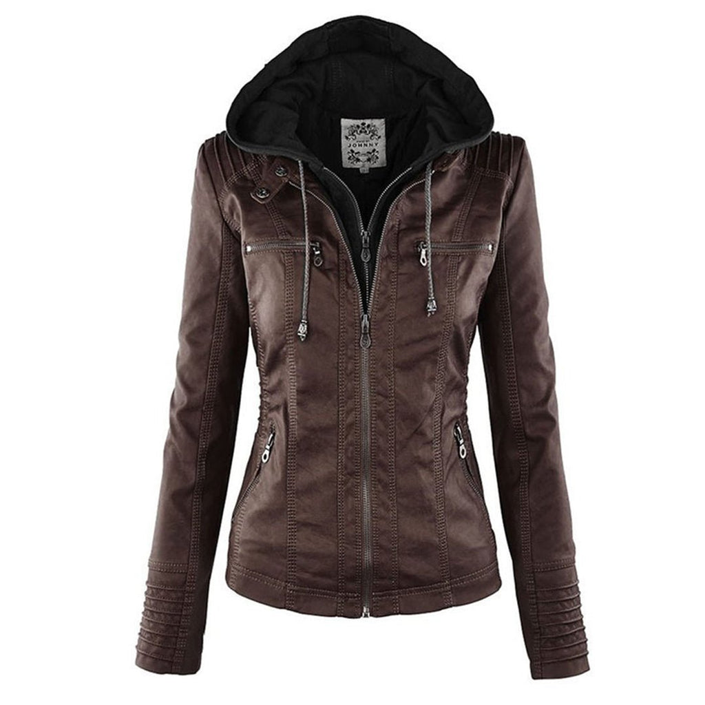 Marguerite - Veste Chic Cuir Capuche
