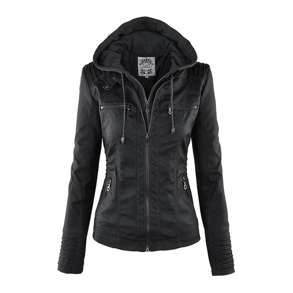 Marguerite - Veste Chic Cuir Capuche