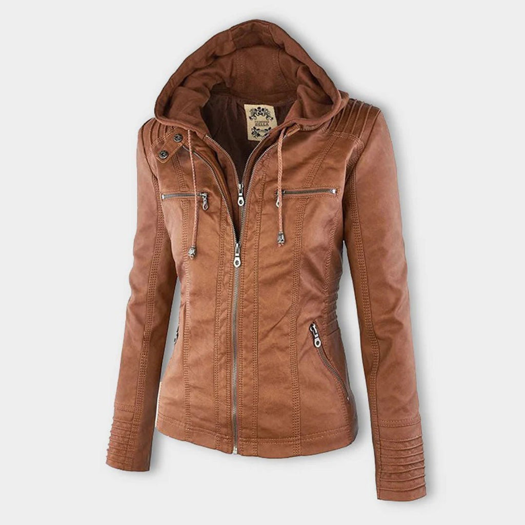Marguerite - Veste Chic Cuir Capuche