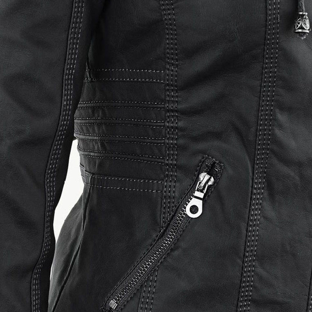 Marguerite - Veste Chic Cuir Capuche