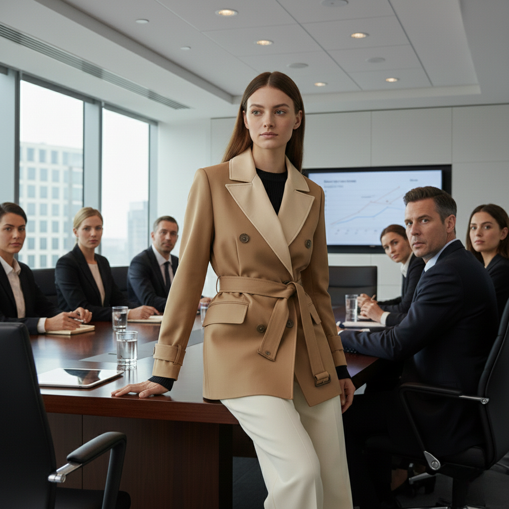 Blazer Ceinturé Croisé Esthétique