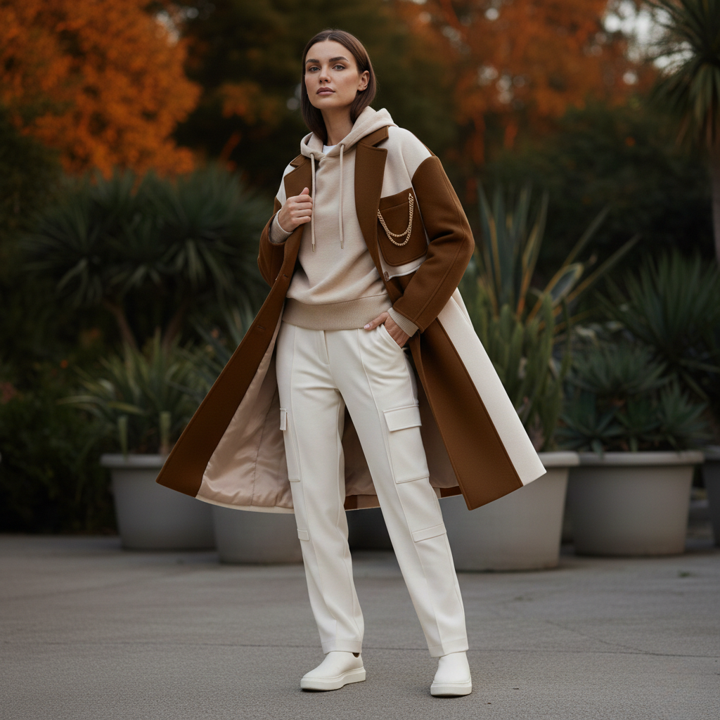 Manteau surdimensionné à panneaux contrastés moderne